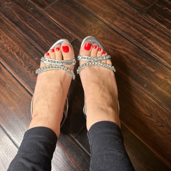 Miu Miu silver rhinestone high heel sandal wedding prom cocktail sling back - Picture 4 of 4